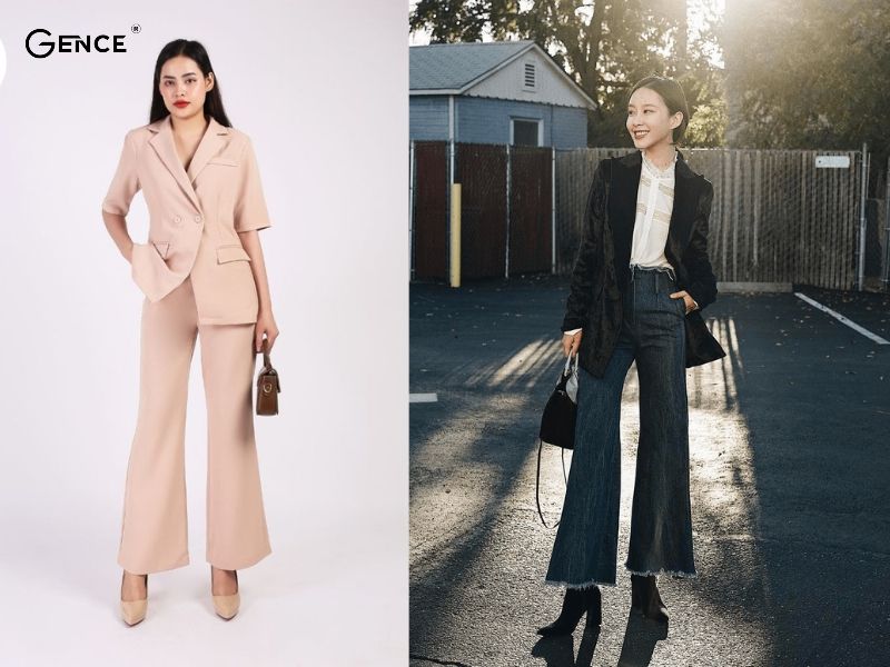 Áo vest nữ và quần ống loe - outfit cứu cánh cho chị em thấp bé