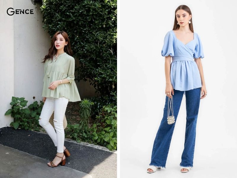 Babydoll kết hợp với quần jean nữ