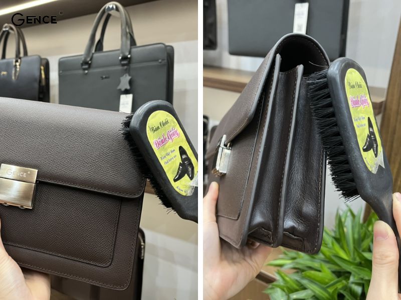 Bàn chải giúp đánh bay vết bẩn đã bám lâu trên túi da