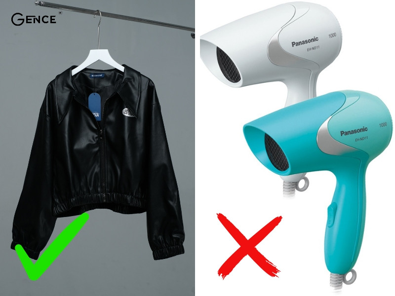 Không sử dụng máy sấy làm khô đồ da