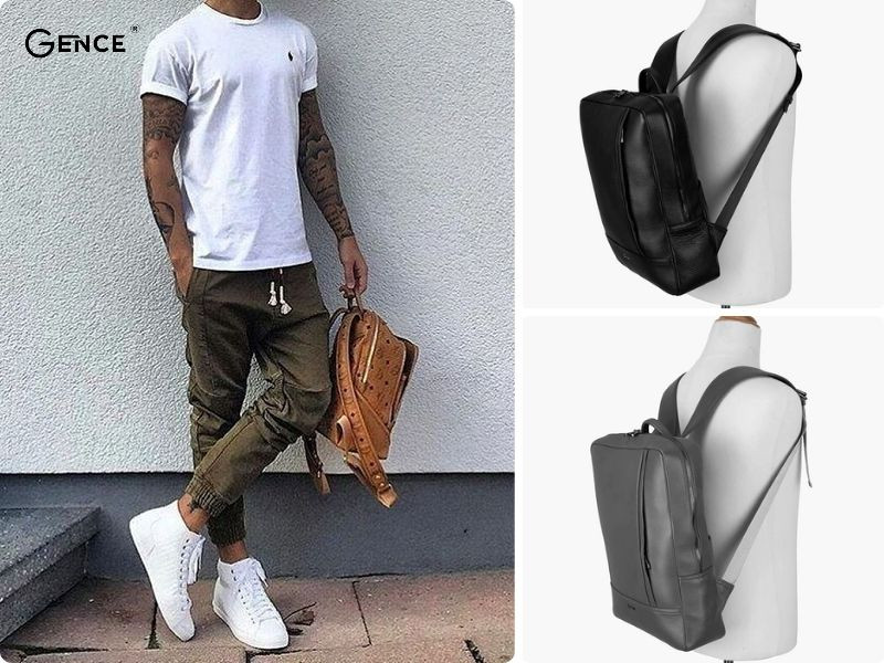 Cặp da nam dáng dọc phù hợp với quần jogger