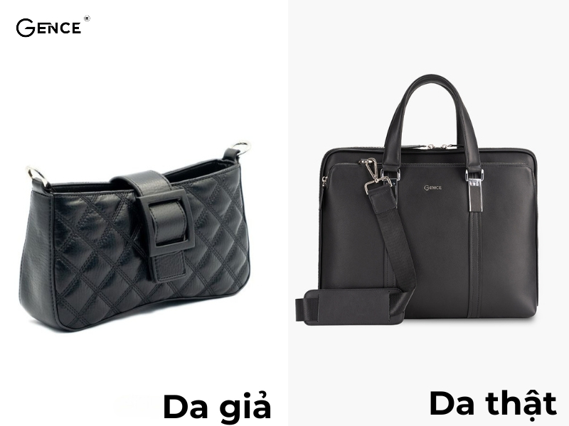 Ấn tay lên bề mặt da thật sẽ có vết lõm