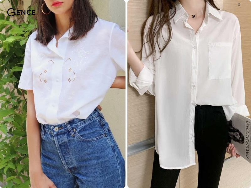 Các kiểu sơ vin áo sơ mi trắng khi phối cùng quần jean nữ