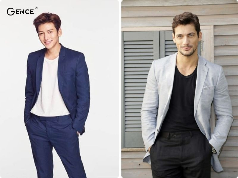 Áo thun cổ tim phối vest thể hiện sự nam tính