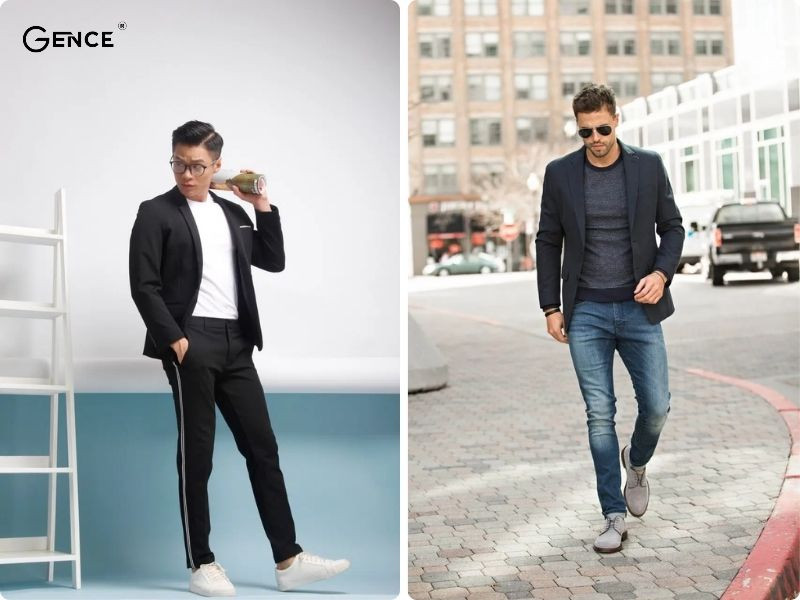 Outfit năng động cho chàng xuống phố với áo vest, áo thun cổ tròn