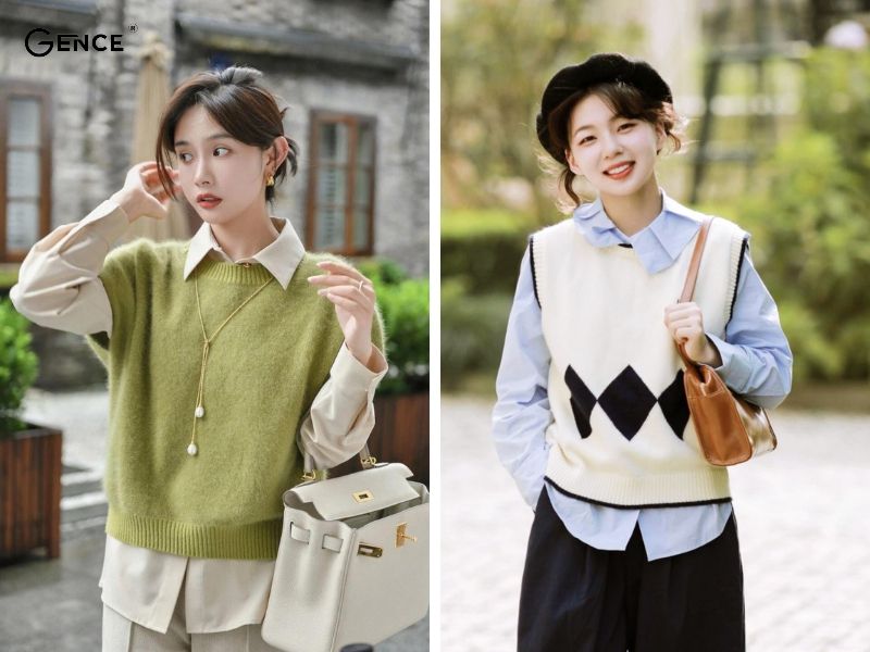 Trẻ trung, năng động với áo gile và sơ mi hoặc áo thun