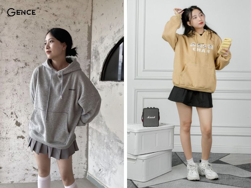 Chân váy và áo hoodie phù hợp cho cô nàng nấm lùn
