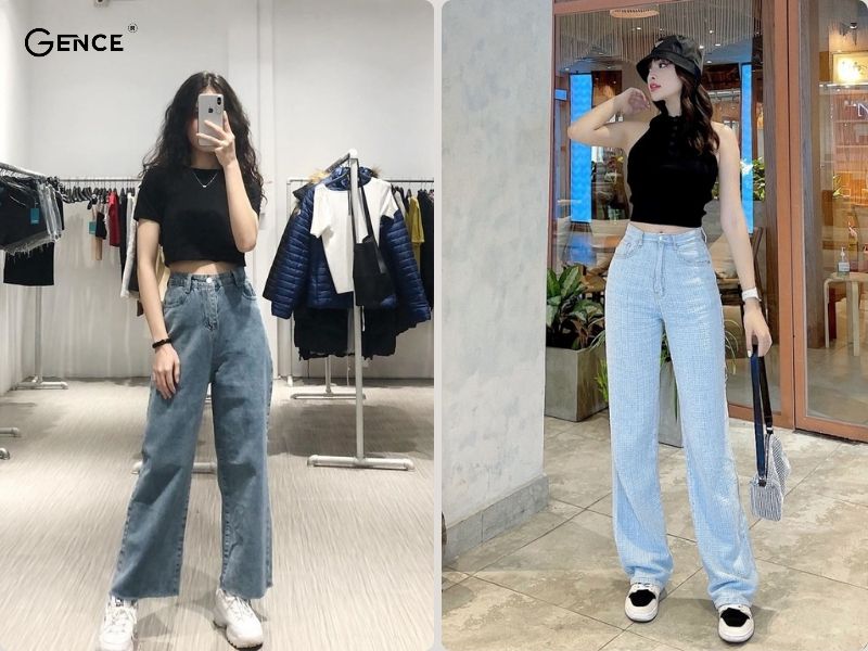Phối quần jean cùng áo croptop ấn tượng cho nữ