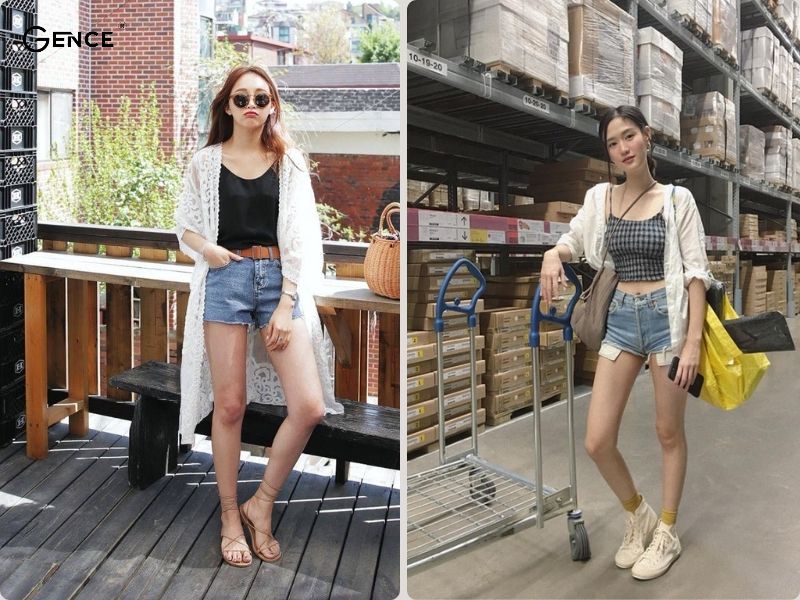 Trang phục mát mẻ, thoải mái đi biển áo hai dây, quần short