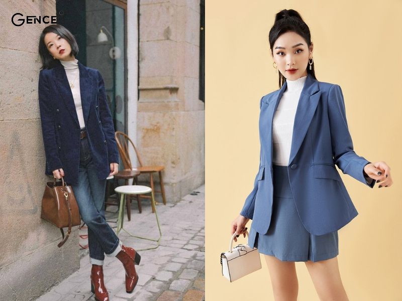 Cách phối đồ vest nữ ấm áp với áo cổ lọ