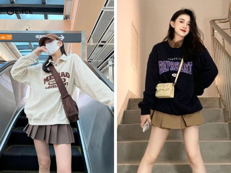 Cá tính với chân váy tennis và sweater nữ