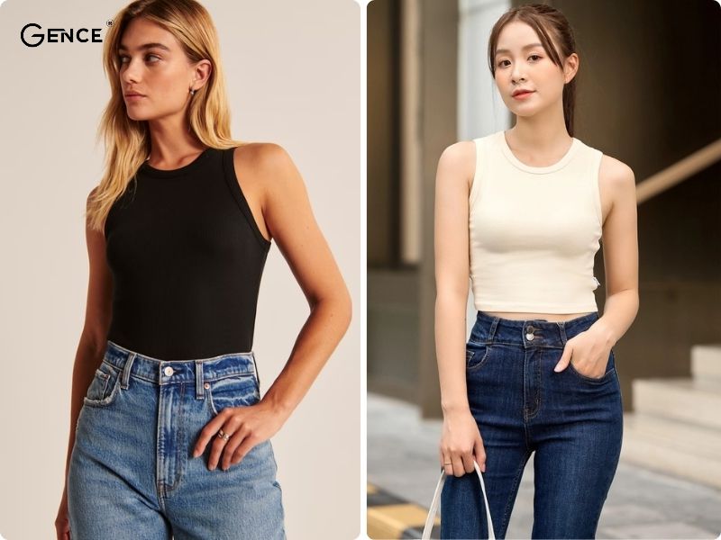 Phối áo tanktop cùng quần jean cá tính, năng động