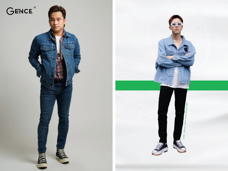 Cách phối đồ với giày cao cổ nam cùng áo khoác jeans