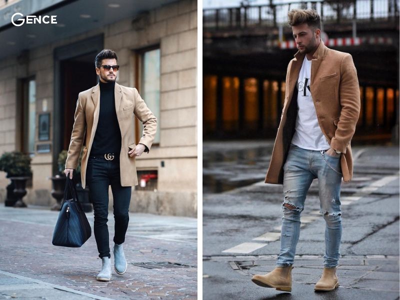 Cách phối đồ với giày cao cổ nam cùng áo măng tô