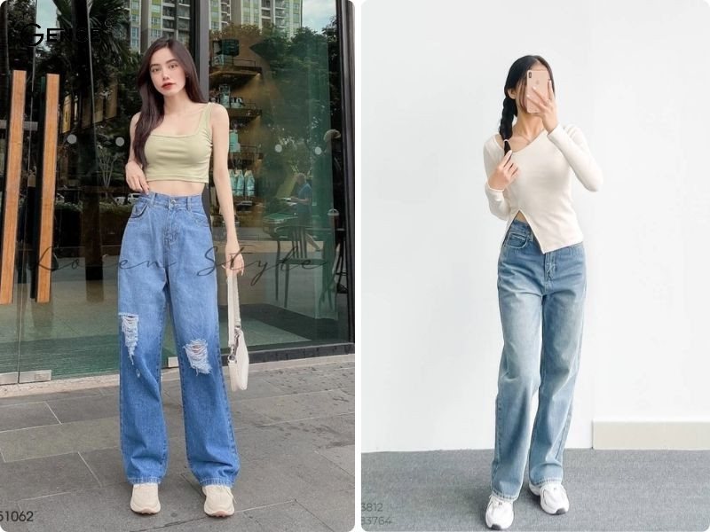 Quần jean trơn hoặc ít họa tiết được ưu tiên hơn cả