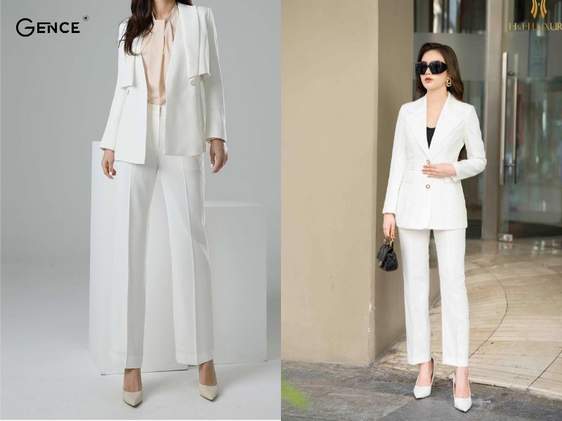 Cách phối vest nữ trắng cho chị em công sở