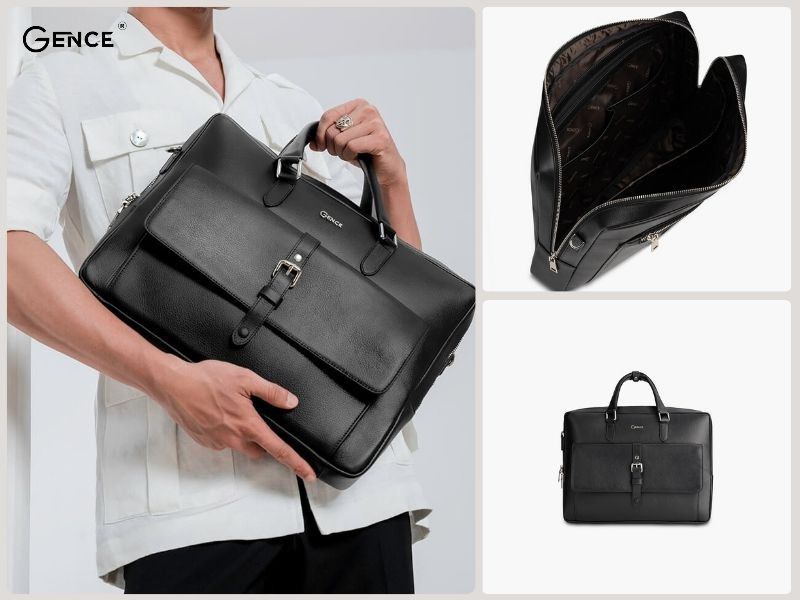 GCE12 màu đen khóa kéo da bò Alran