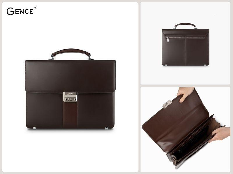 CTS19 da bò Box nâu đậm khóa số mặt trước