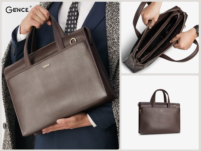 CTS11 da bò Nappa màu nâu khóa kéo