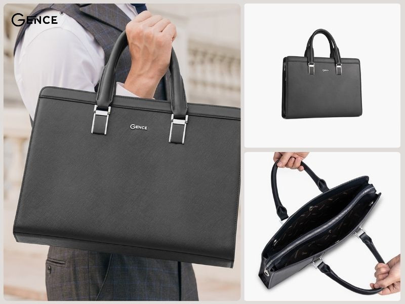 CDX11 màu đen da bò Saffiano khóa kéo