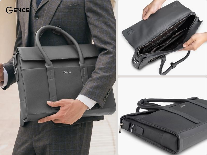 CDX13 da bò Taiga màu xám có nắp gập phối đồ ton-sur-ton