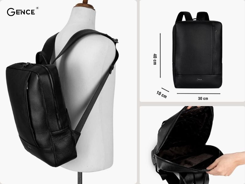 GBL01 dáng dọc màu đen làm từ da bò Mill đeo vai trẻ trung