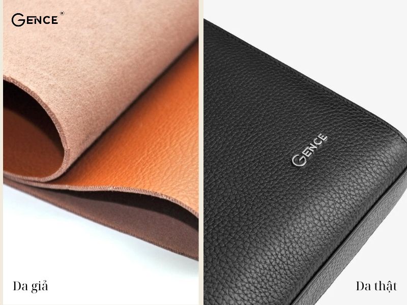 So sánh độ bóng sáng của da thật và da giả