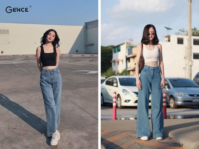 Mix-match quần jean với áo croptop