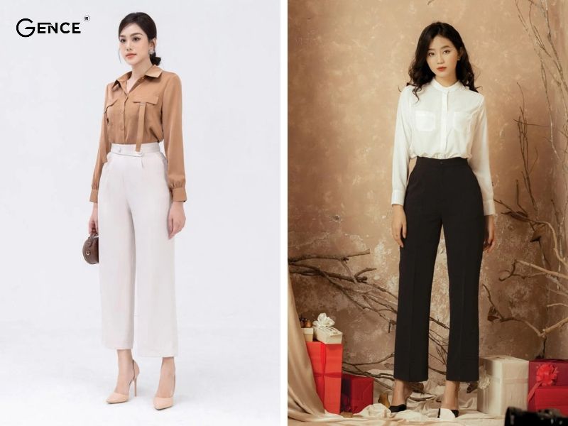 Quần âu, áo sơ mi trưởng thành mà vẫn nữ tính