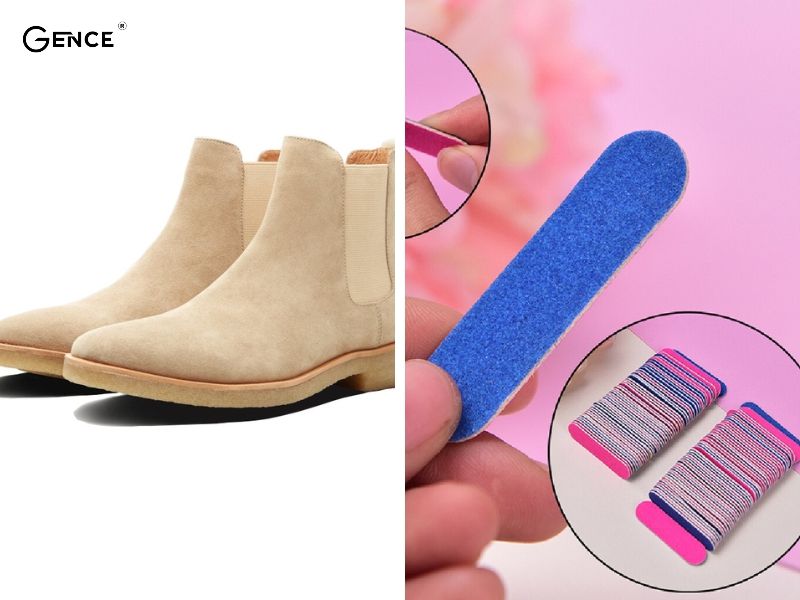 Dũa móng tay xử lý, làm sạch giày da lộn