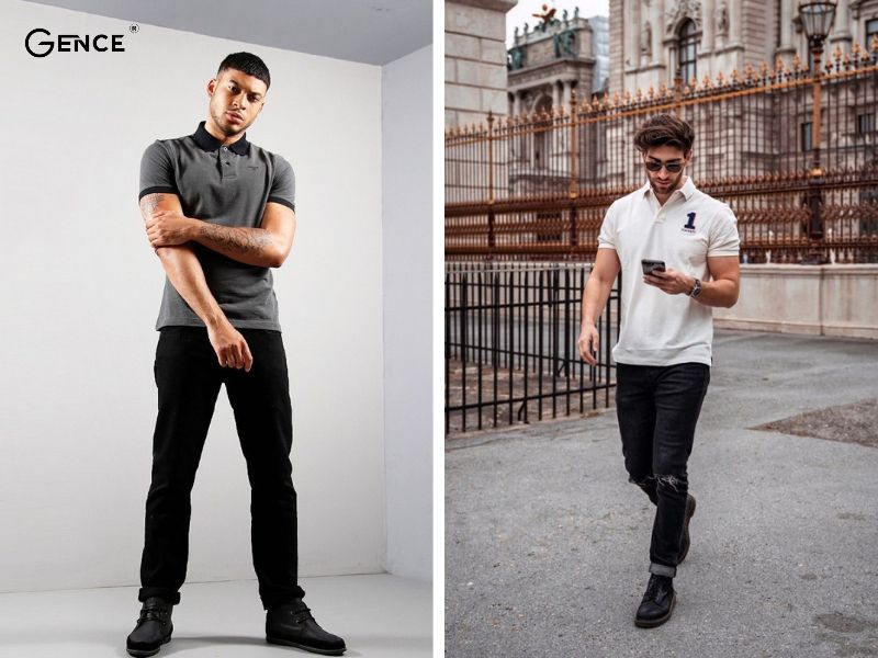 Giày cao cổ mix cùng áo polo