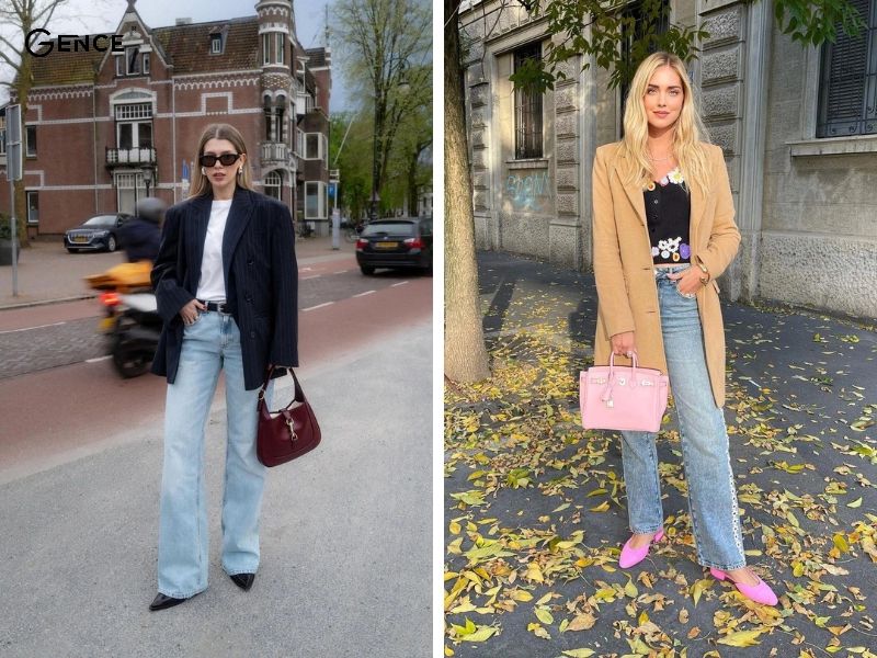 Phối giày slingback cùng quần jean thể hiện phong cách