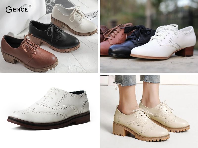 Hách dáng siêu đỉnh cùng giày Oxford nữ Brogue đế cao
