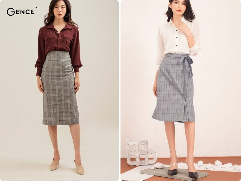 Sự chuyên nghiệp được thể hiện qua outfit áo sơ mi và chân váy bút chì