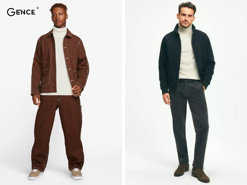 Lãng tử khi mix áo len cổ lọ với áo khoác bomber