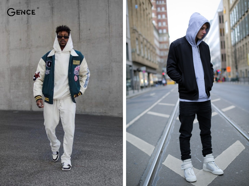 Phối đồ với áo khoác bomber cùng hoodie và quần jean