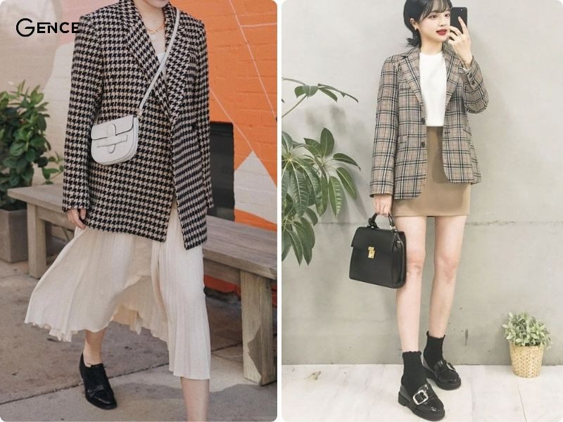 Phối áo blazer cùng chân váy cho cô nàng phong cách