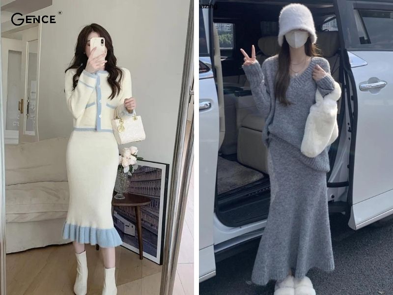 Sự kết hợp mới mẻ giữa áo jumper và váy đuôi cá