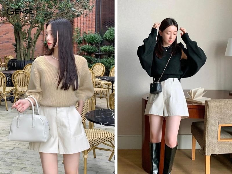 Quần short phối với áo jumper trẻ trung, thời trang