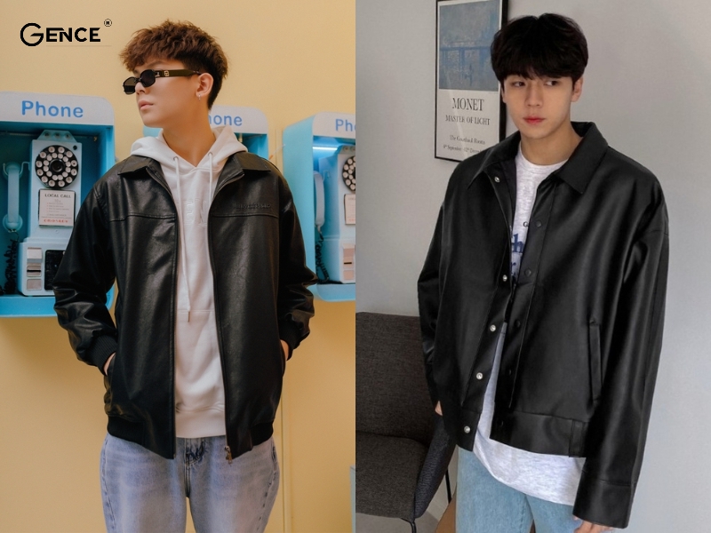 Kết hợp áo hoodie và áo khoác da làm nổi bật vẻ đẹp nam tính