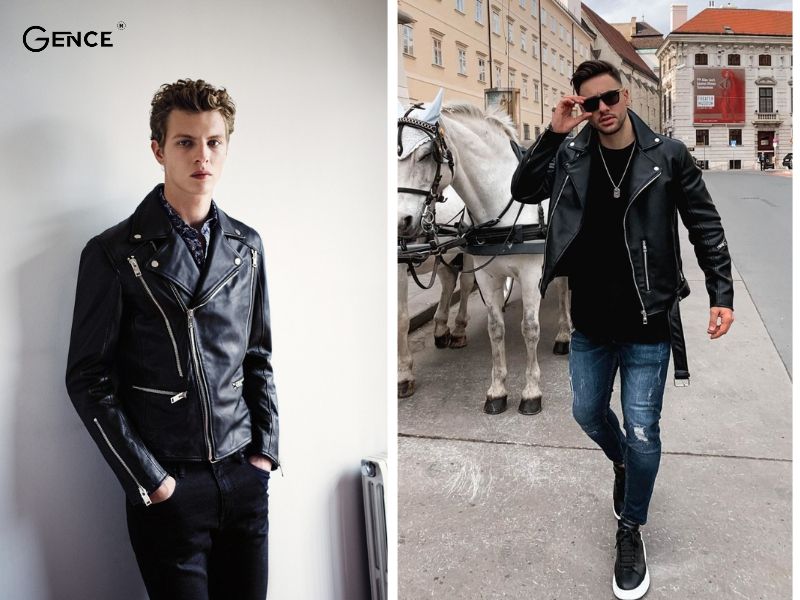 Kết hợp chuẩn style retro với áo khoác da, quần jeans