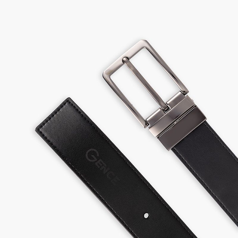 Logo Gence màu xám in trực tiếp vào da thắt lưng quần jean LG15