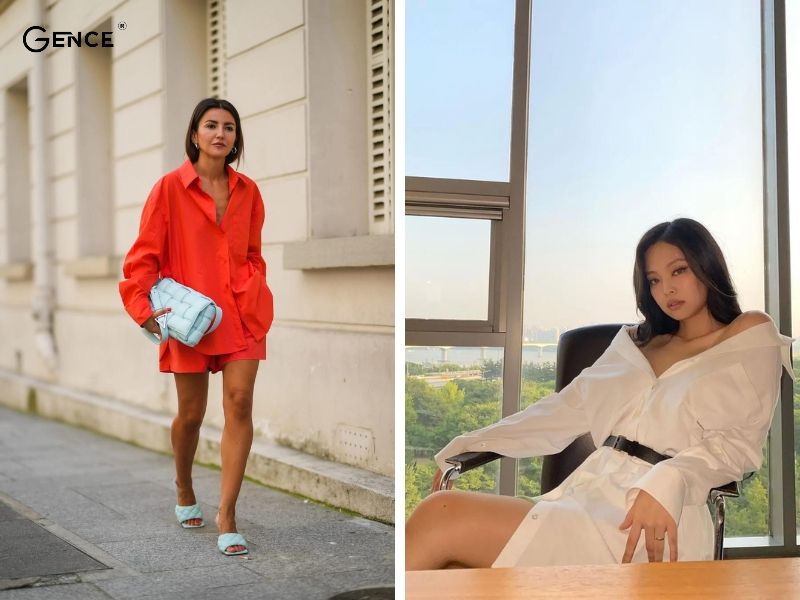 Mặc giấu quần với áo sơ mi oversize nữ