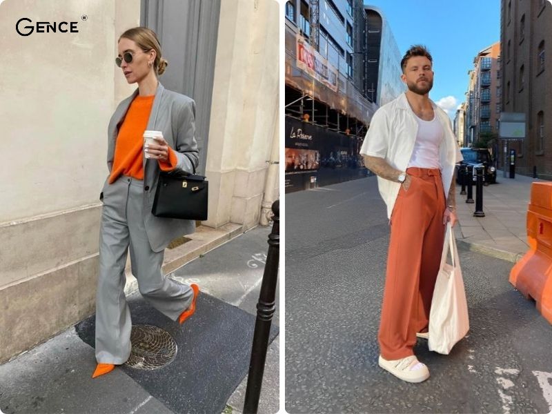 Phối màu cam với màu trung tính được cả nam và nữ yêu thích