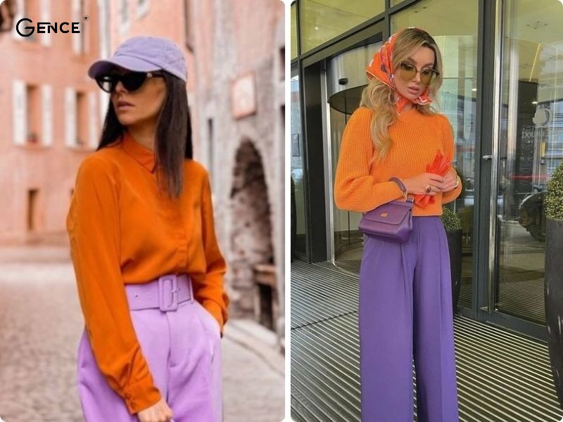 Phối màu cam với màu pastel ấn tượng