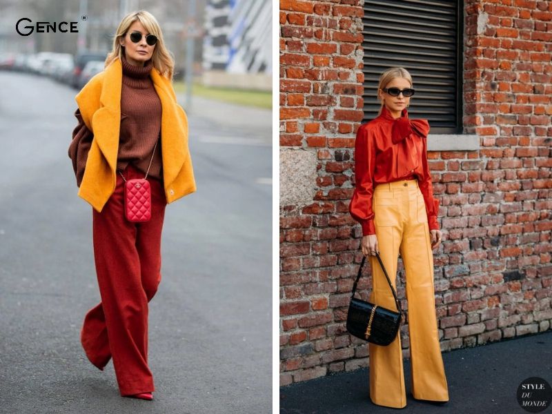 Sang trọng với set đồ đỏ đô kết hợp màu vàng