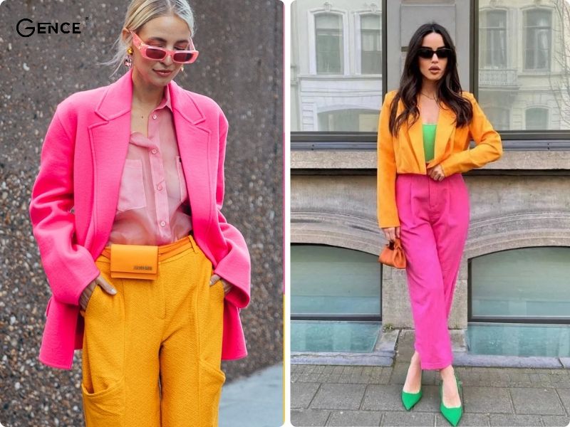 Màu vàng đất kết hợp cùng màu hồng thể hiện phong cách ấn tượng