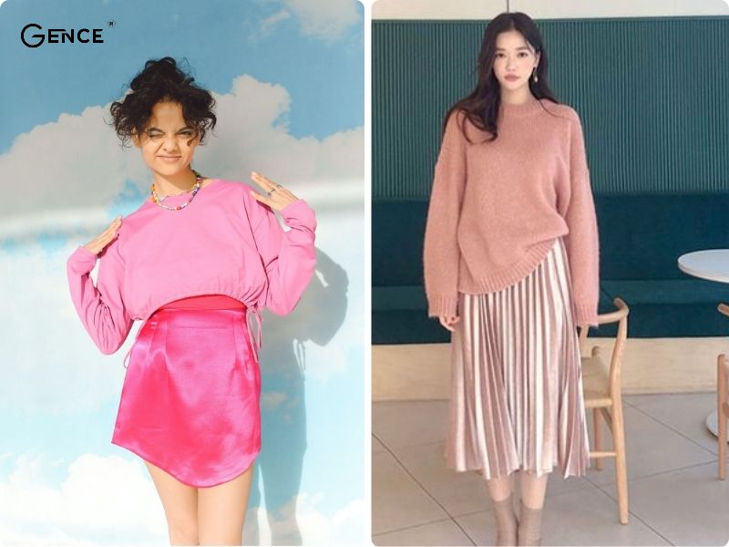 Sử dụng nhiều tông hồng trên cùng một bộ trang phục