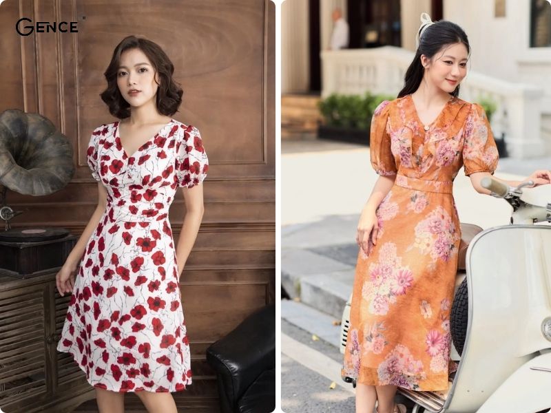 Váy thiết kế cổ xẻ tạo điểm nhấn cho bộ trang phục