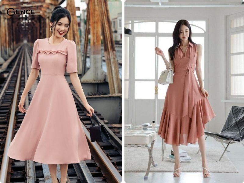 Chi tiết thắt eo trên váy tạo sự thon gọn và duyên dáng